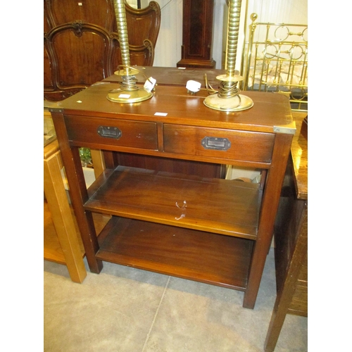 703 - Mahogany and Brass Corner Side Table, 80cm