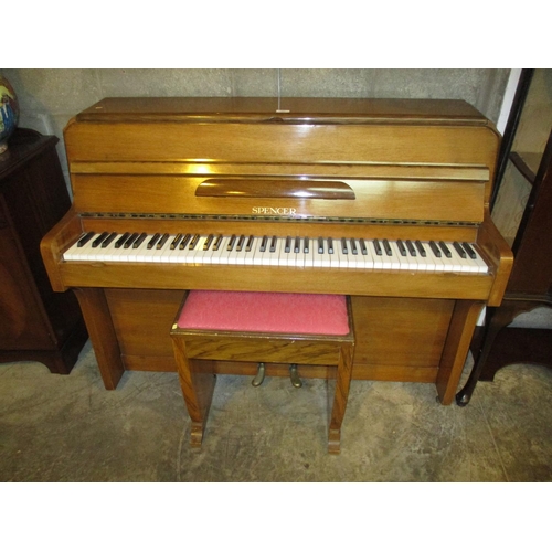 782 - Spencer Walnut Case Overstrung Piano with Stool