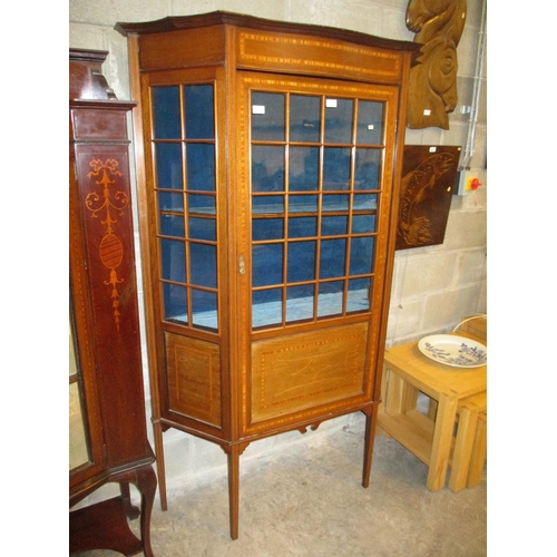 784 - Edwardian Inlaid Mahogany Tall Display Cabinet, 118cm