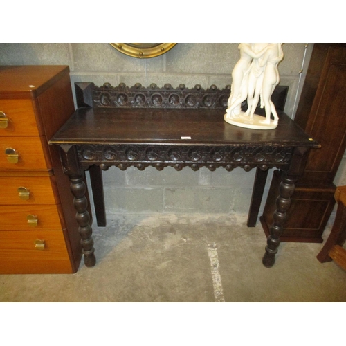 796 - Victorian Gothic Carved Oak Hall Table, 107cm