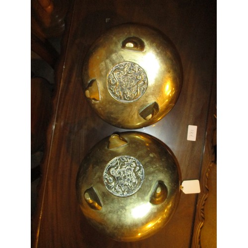 447 - Pair of Chinese Bronze Censers, 22cm diameter