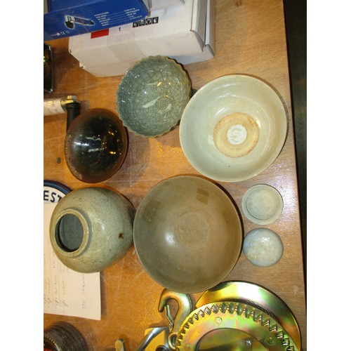 500 - Chinese Stoneware Ginger Jar Base, 4 Small Bowls and a Box