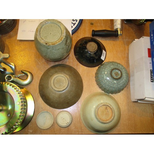 500 - Chinese Stoneware Ginger Jar Base, 4 Small Bowls and a Box