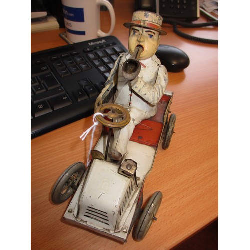 523 - Lehmanns Germany Man in a Grey Car Tin Toy, Circa 1920's