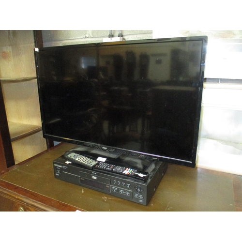 113 - Bush 32in TV with Wharfedale DVD, with Remotes