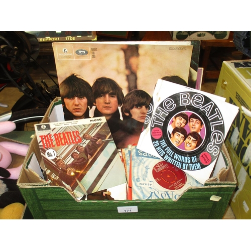 171 - Box of The Beatles LPs and 45s etc