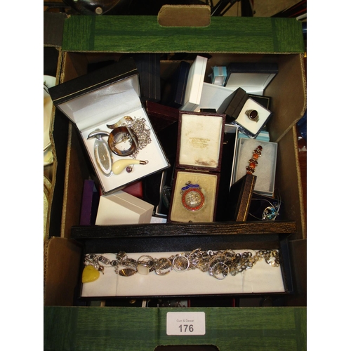 176 - Box of Silver and Other Jewellery etc