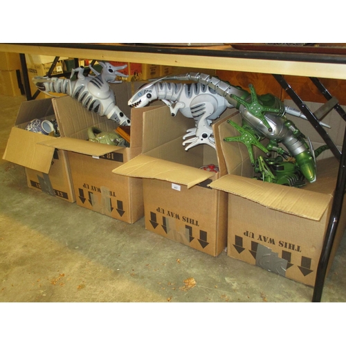 207 - Four Boxes of Decorative Items and Robot Dinosaurs