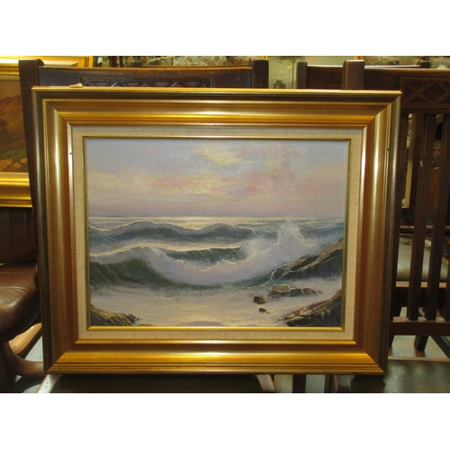 227 - Indistinctly Signed Oil on Canvas of a Coastal Scene, 29x39cm