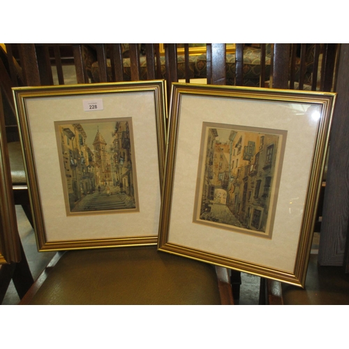 228 - G. Molina, Pair of Watercolours of European Town Scenes, 18x14cm