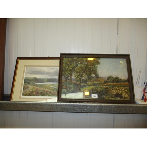 333 - Tweedie Oil Painting, Country Scene, along with a Howard Butterworth Signed Print