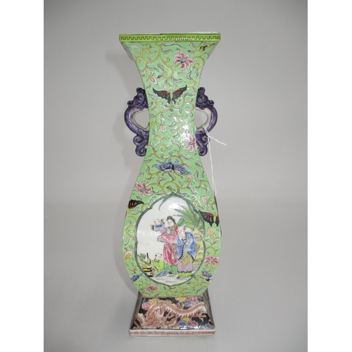 354 - Chinese Porcelain Vase of Square Form Painted with Figures and Scenes, 30cm