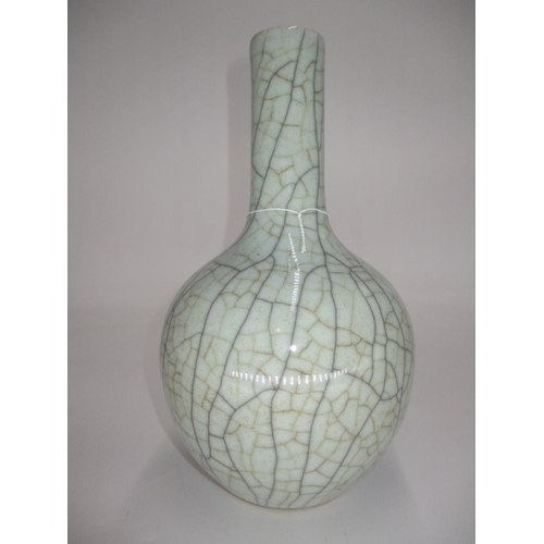 356 - Chinese Pottery Crackle Glaze Ge-Type Bottle Neck Vase, 27cm