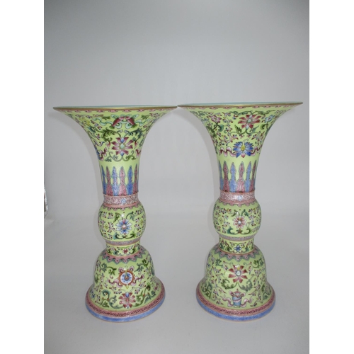 363 - Pair of Chinese Famille Rose Gu Vases, 36.5cm