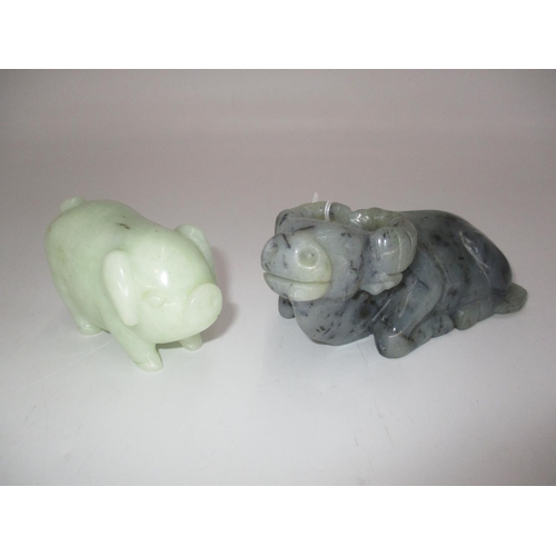 364B - Chinese Carved Stone Buffalo and Pig