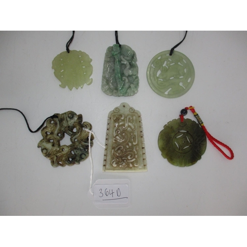 364D - Six Chinese Carved Stone Pendants