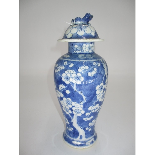 368 - Chinese Porcelain Blue and White Blossom Decorated Lidded Vase, 26cm