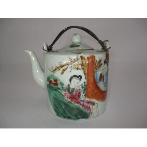 369 - Chinese Porcelain Kettle Painted with Figures, 13cm