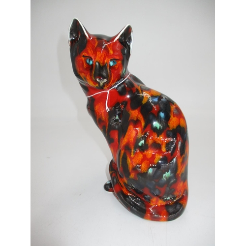 413 - Anita Harris Hand Painted Seated Cat, 21cm