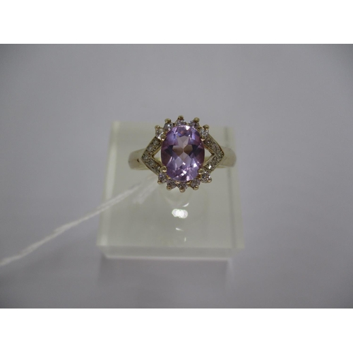 442 - Amethyst Cluster Ring with Diamond Shoulders