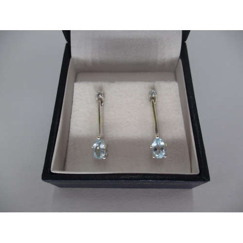 448 - 9ct White Gold Blue and White Topaz Earrings