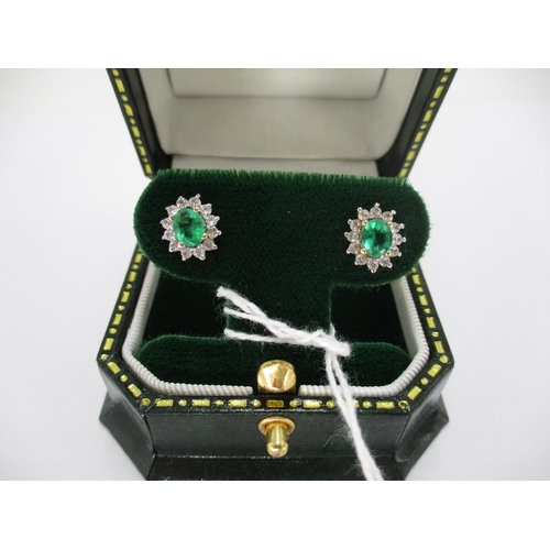 455 - Emerald and White Topaz Cluster Stud Earrings