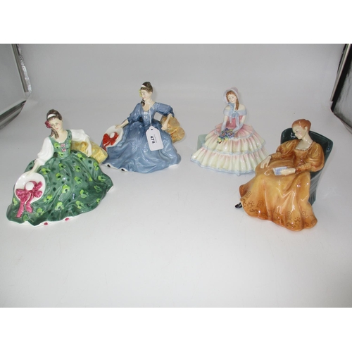 474 - Four Royal Doulton Figures Daydreams HN1713, Romance HN2430, Elyse HN2429, Elyse HN2474