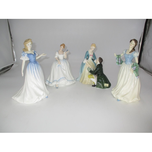 479 - Four Royal Doulton Figures The Suitor HN2132, Paula HN3234, Josephine HN4223, Flower of Scotland HN4... 