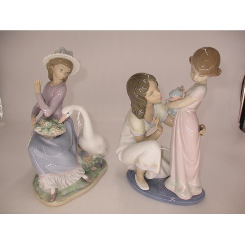 484 - Lladro Girl with Goose and Mother and Daughter