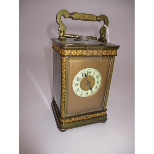 Victorian Brass and Bevelled Glass Stirling Carriage Clock