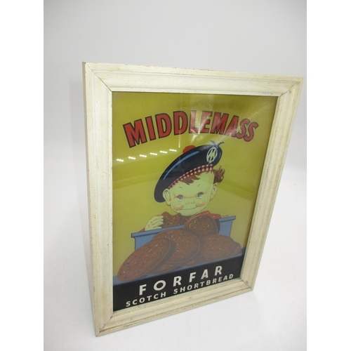 Vintage Advertising Illuminated Sign For Middlemass Forfar Scotch Shortbread, 31x24cm