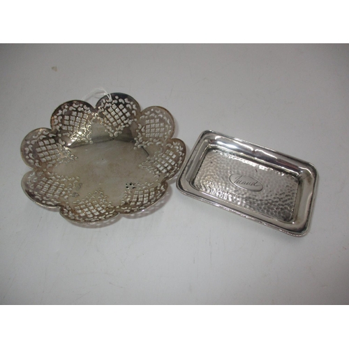 519 - Silver Pierced Border Bonbon Dish Silver Pin Tray, 86g