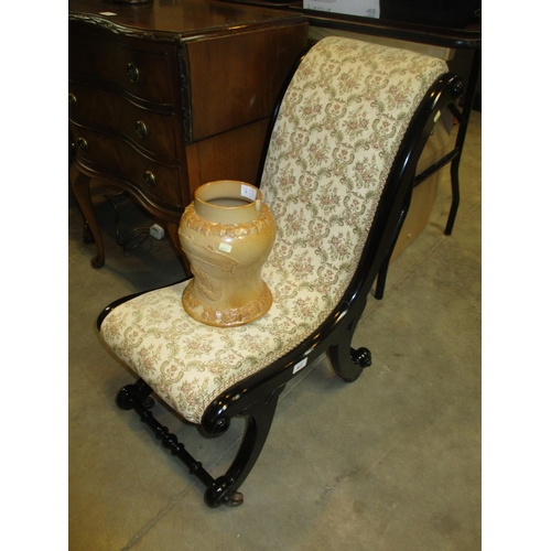 627 - Victorian Ebonised Parlour Chair and a Snuff Jar