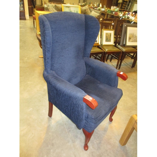 631 - Blue Velvet Wing Back Chair