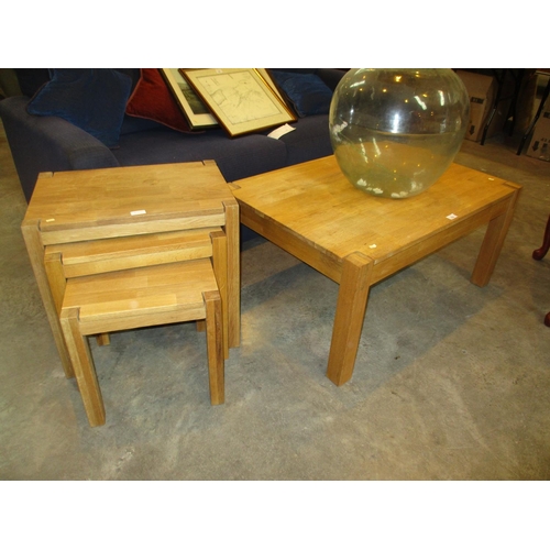 632 - Modern Oak Coffee Table and Nest of 3 Tables