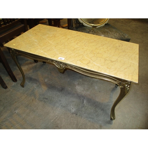 637 - Brass and Marble Coffee Table, 90x45cm