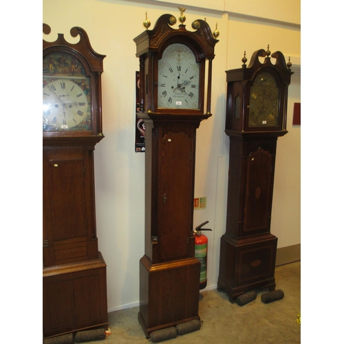 645 - A. Moffatt, Musselburgh Oak 8 Day Longcase Clock having a Painted Arch Top Dial