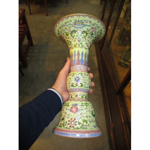 363 - Pair of Chinese Famille Rose Gu Vases, 36.5cm