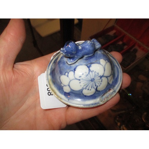 368 - Chinese Porcelain Blue and White Blossom Decorated Lidded Vase, 26cm