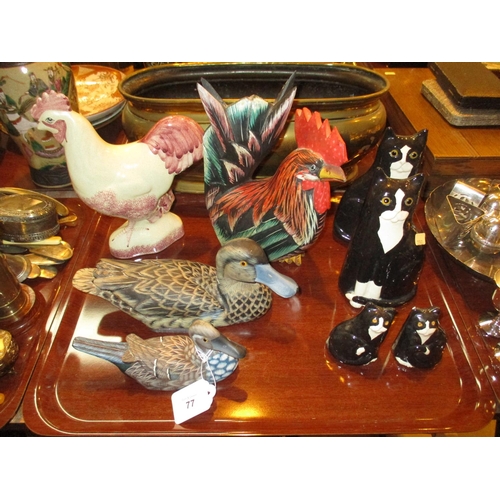 77 - Rye Pottery Chicken and Other Birds and Cats