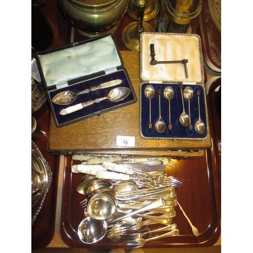 78 - Cases of Fish Cutlery, Coffee Spoons and Jam Spoons, along with Other Cutlery