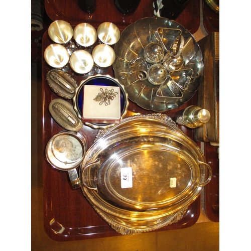 79 - Silver Plated Entrée Dish, Salver, Napkin Rings and Cocktail Forks