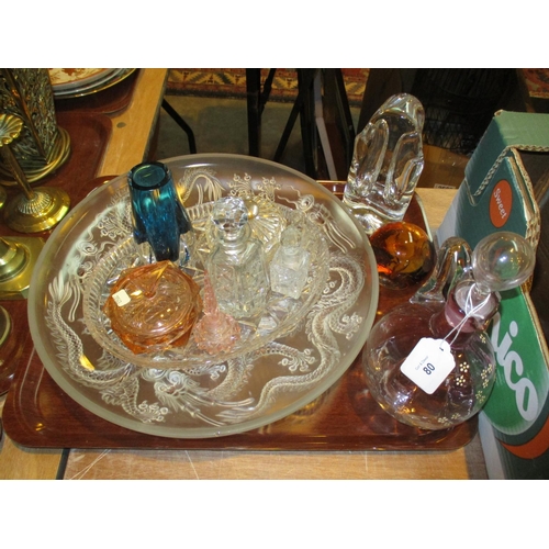 80 - Webb Glass Sculpture, Victorian Wine Jug, Trinket Glass etc