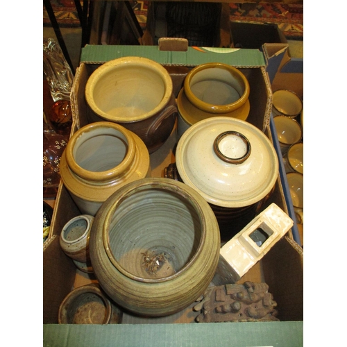 82 - Box with Studio Pottery and Stoneware Jars