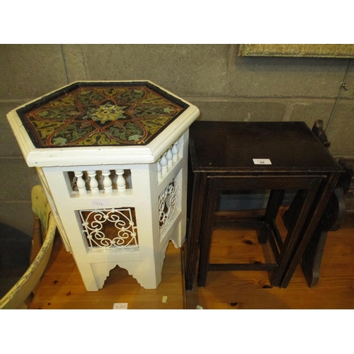 94 - Painted Moorish Table and Nest of 2 Tables