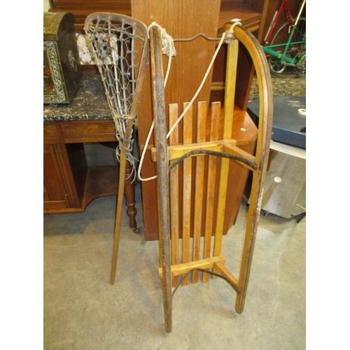 208 - Vintage Sledge and Lacrosse Stick