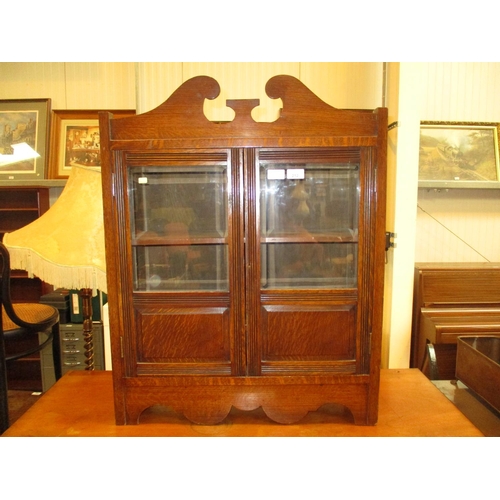 212 - Victorian Oak and Bevelled Glass Wall Cabinet