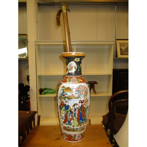 217 - Chinese Porcelain Vase and 2 Walking Sticks