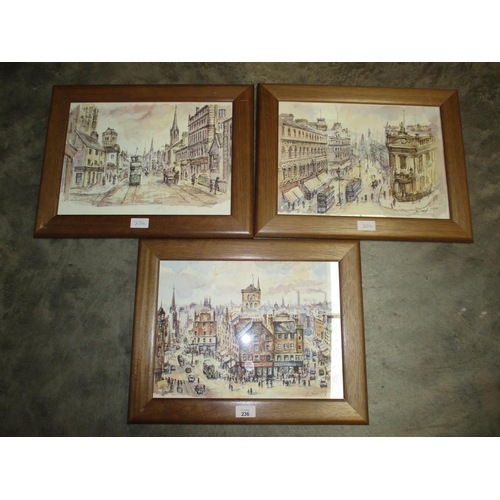 236 - Eddie Lange 3 Pen and Watercolour Drawings of Dundee Scenes