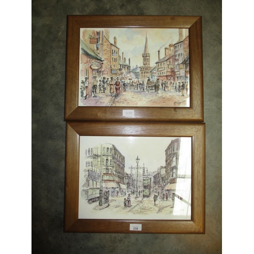 238 - Eddie Lange 2 Pen and Watercolour Drawings of Dundee Scenes